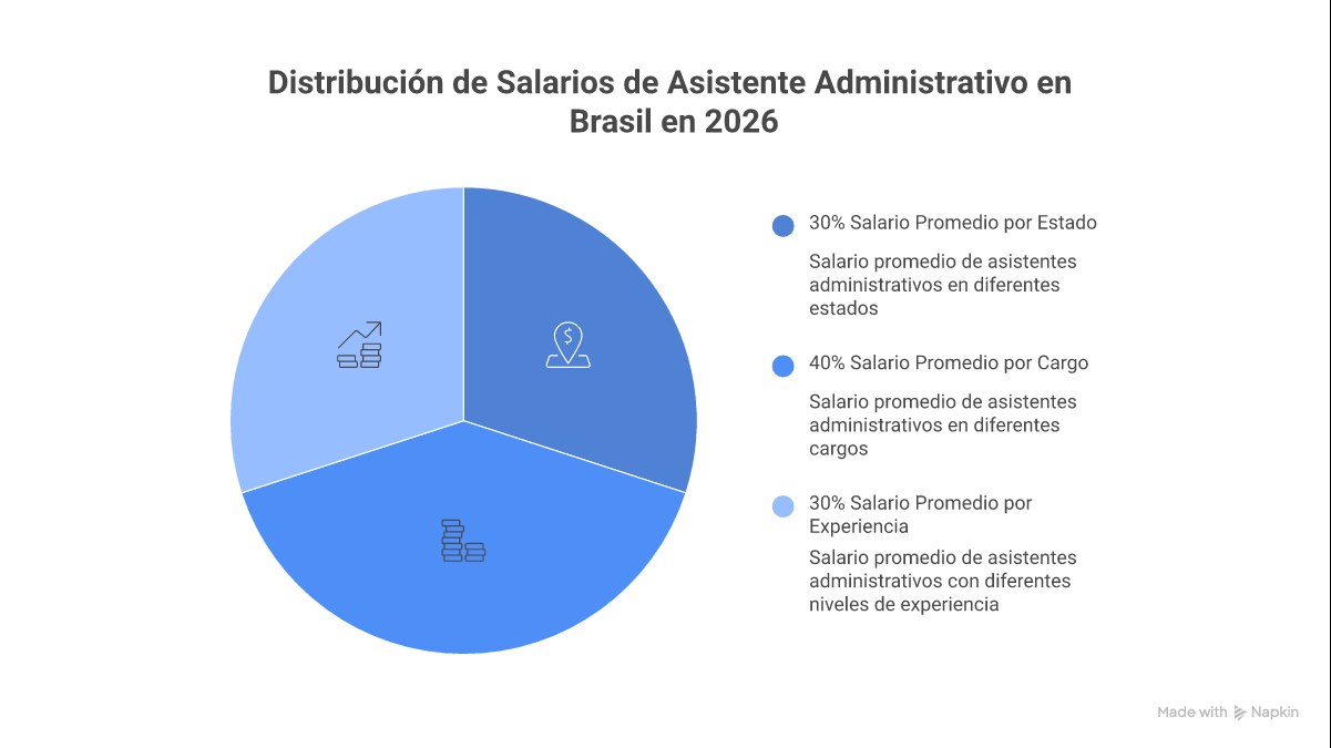 Infográfico mostrando a progressão salarial de um assistente administrativo no Brasil, do nível júnior ao sênior, e o impacto de habilidades como IA e inglês no salário.