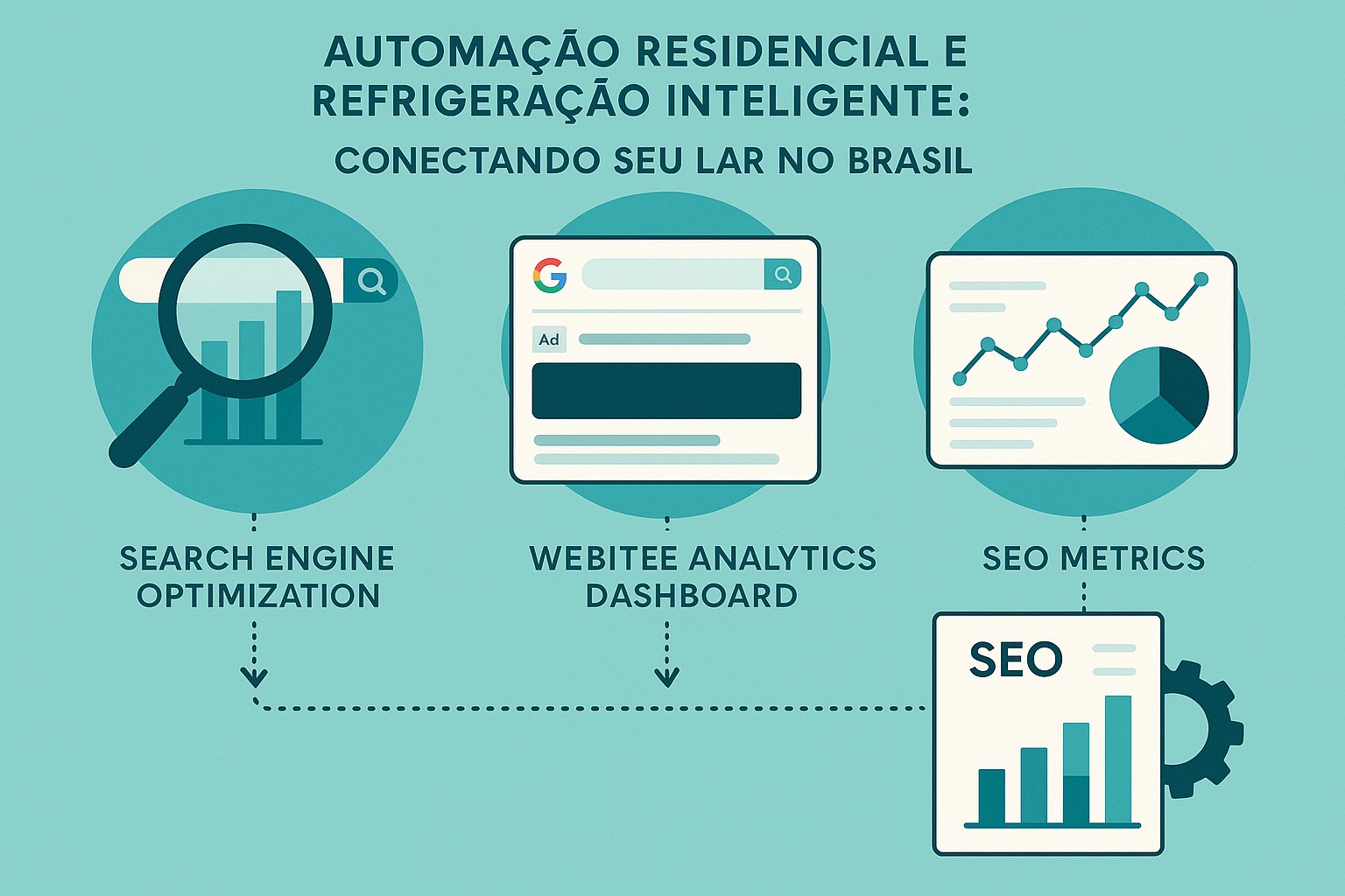 Infografía: conceitos chave de Automação Residencial e Refrigeração Inteligente: Conectando Seu Lar no Brasil