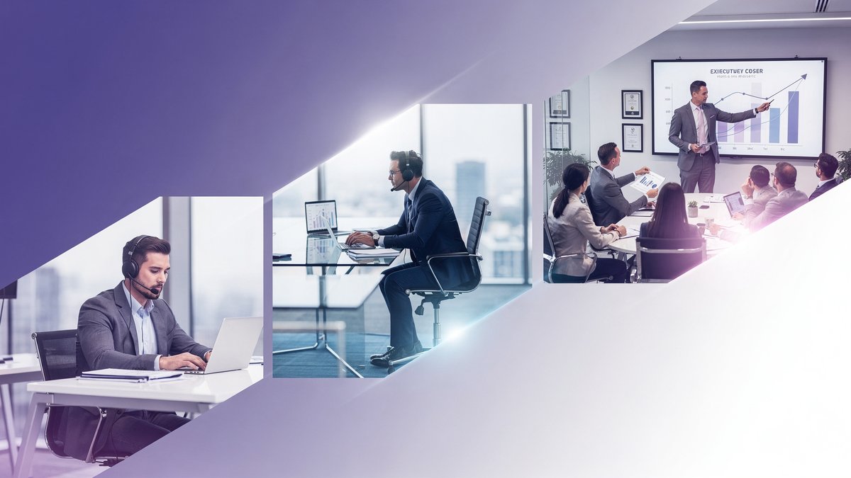 Roadmap visual dos 4 níveis de carreira em vendas com progressão salarial