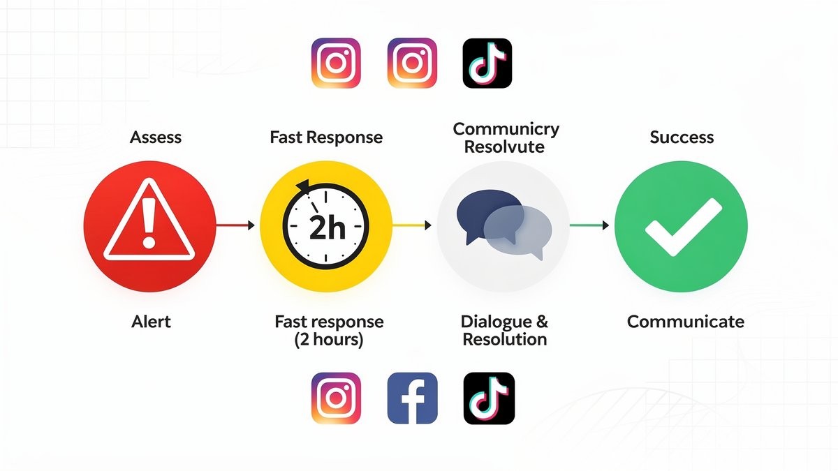 Processo de gestão de crise para Community Manager: alerta, resposta rápida, resolução e fechamento