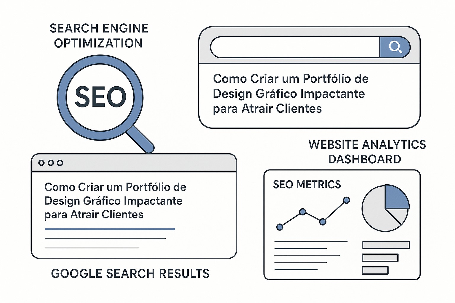 Ilustración sobre como criar portfolio design grafico impactante
