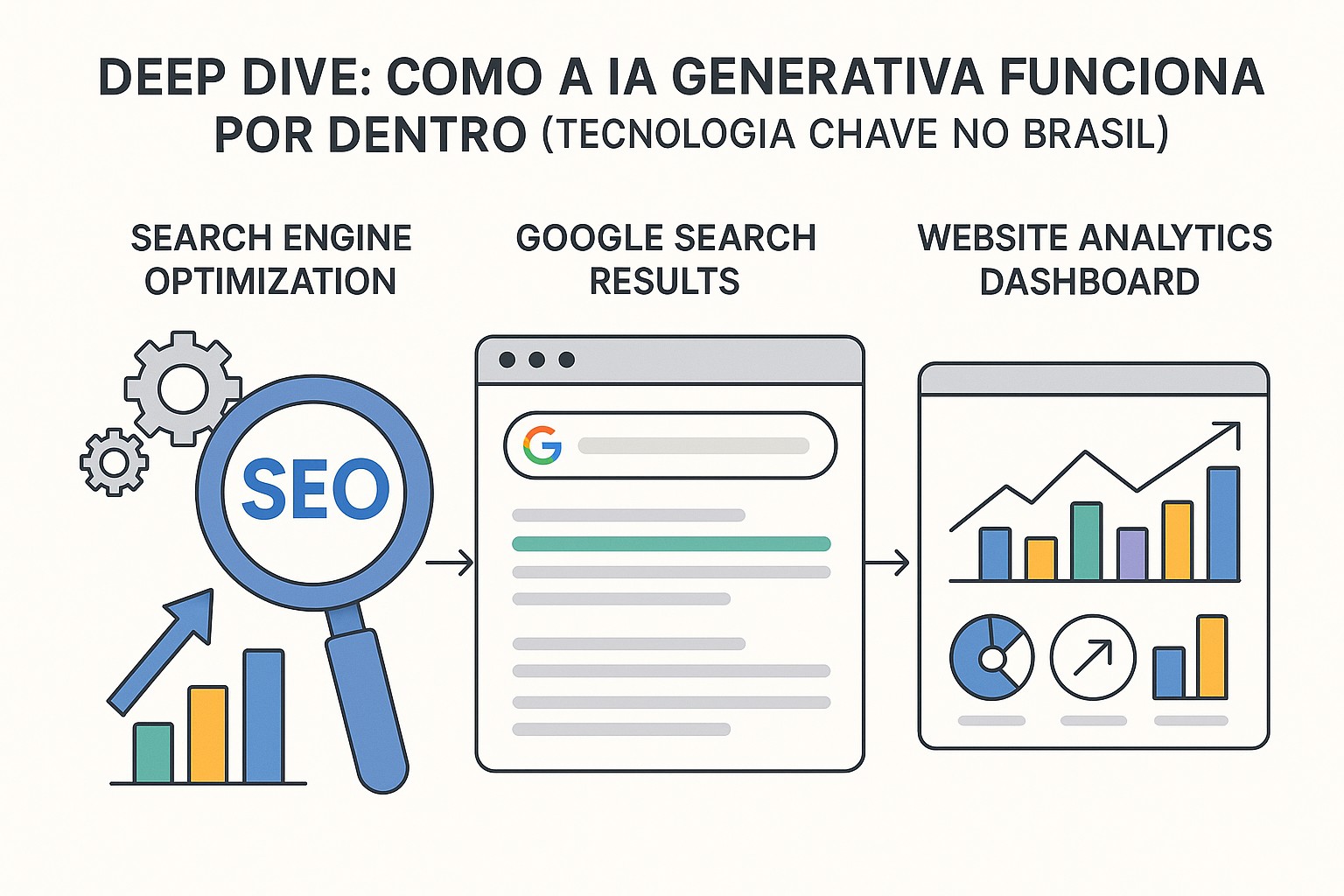 Diagrama do funcionamento interno de modelos de IA generativa: transformers, tokens e mecanismo de atenção