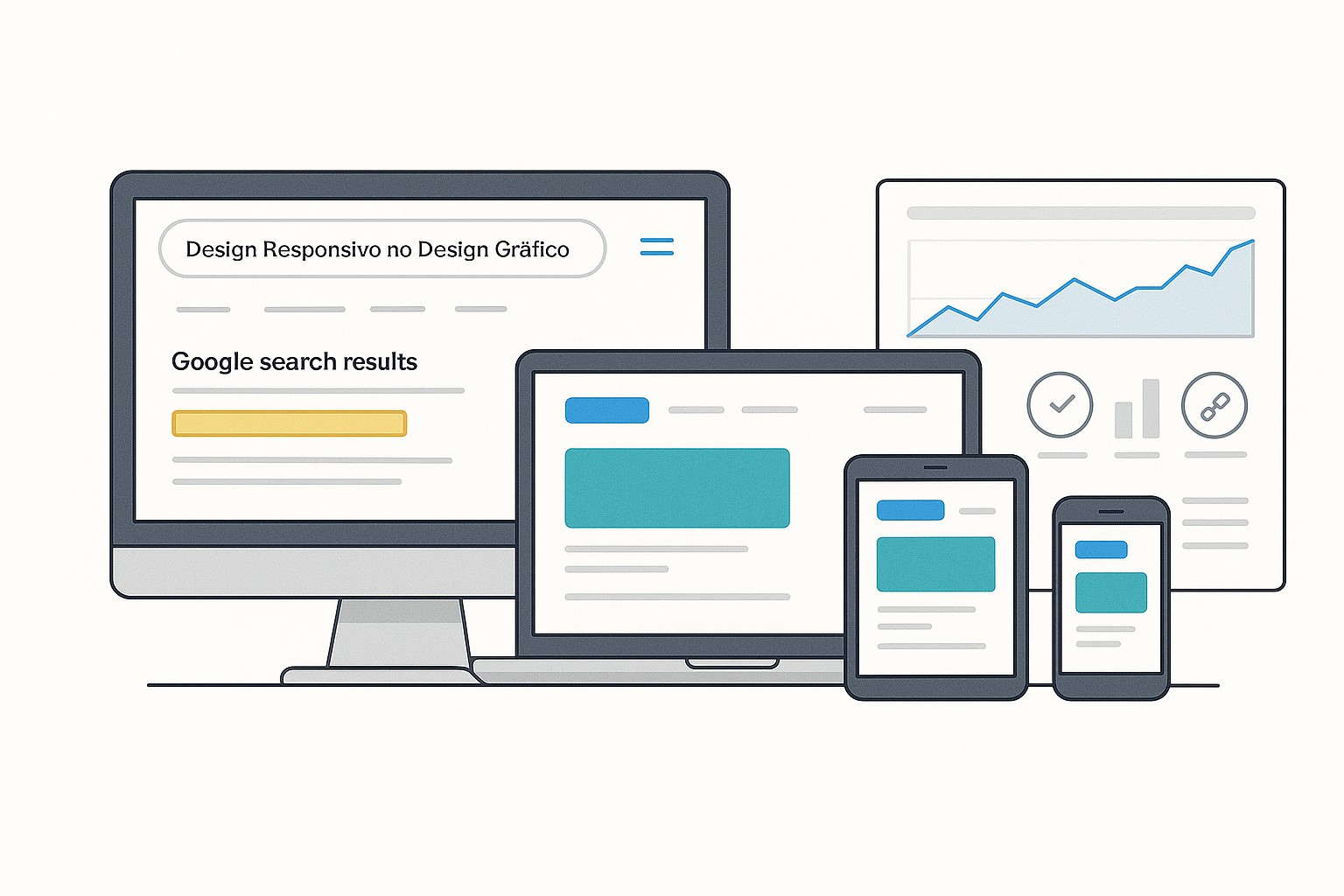 Ilustración sobre design responsivo adaptando todas telas