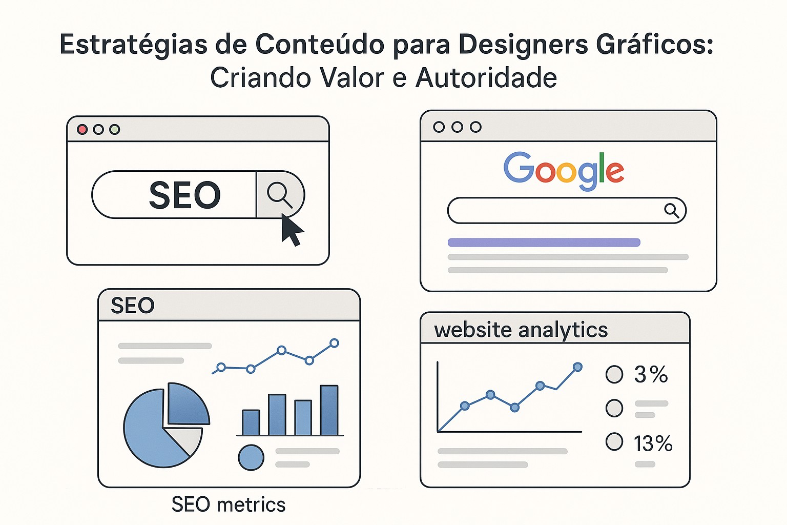 Diagrama sobre estrategias conteudo designers graficos