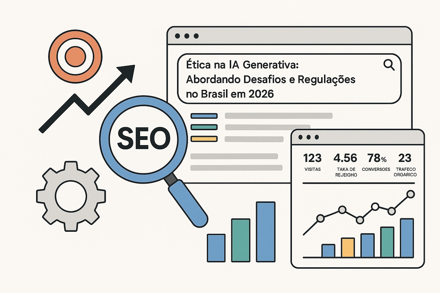 Diagrama de desafios éticos da IA generativa no Brasil: viés algorítmico, desinformação e proteção de dados