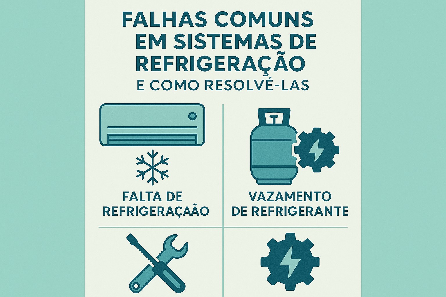Infografía: guia visual com conceitos e dados chave sobre falhas comuns em sistemas de refrigeração e como resolvê-las