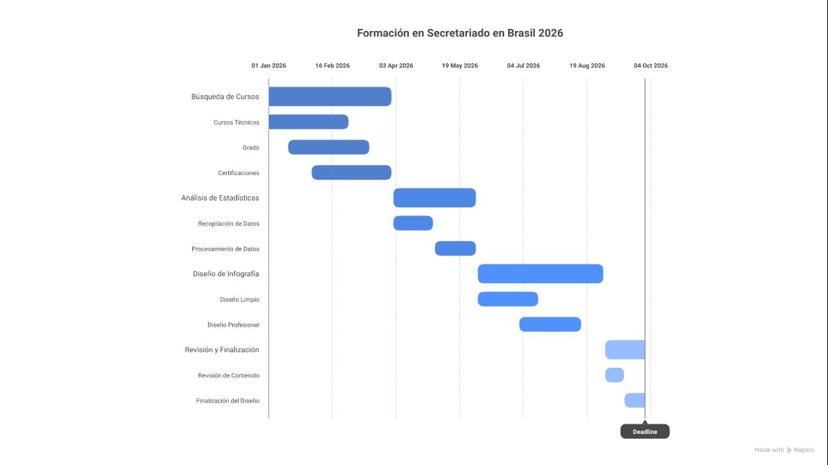 Infográfico mostrando as competências essenciais para o profissional de secretariado em 2026, incluindo habilidades tecnológicas (IA, automação), idiomas (inglês, espanhol), soft skills (inteligência emocional, comunicação) e conhecimento estratégico (gestão de projetos, finanças).