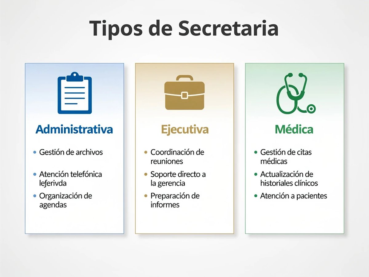 Infografia: 3 tipos de secretária - administrativa, executiva e médica