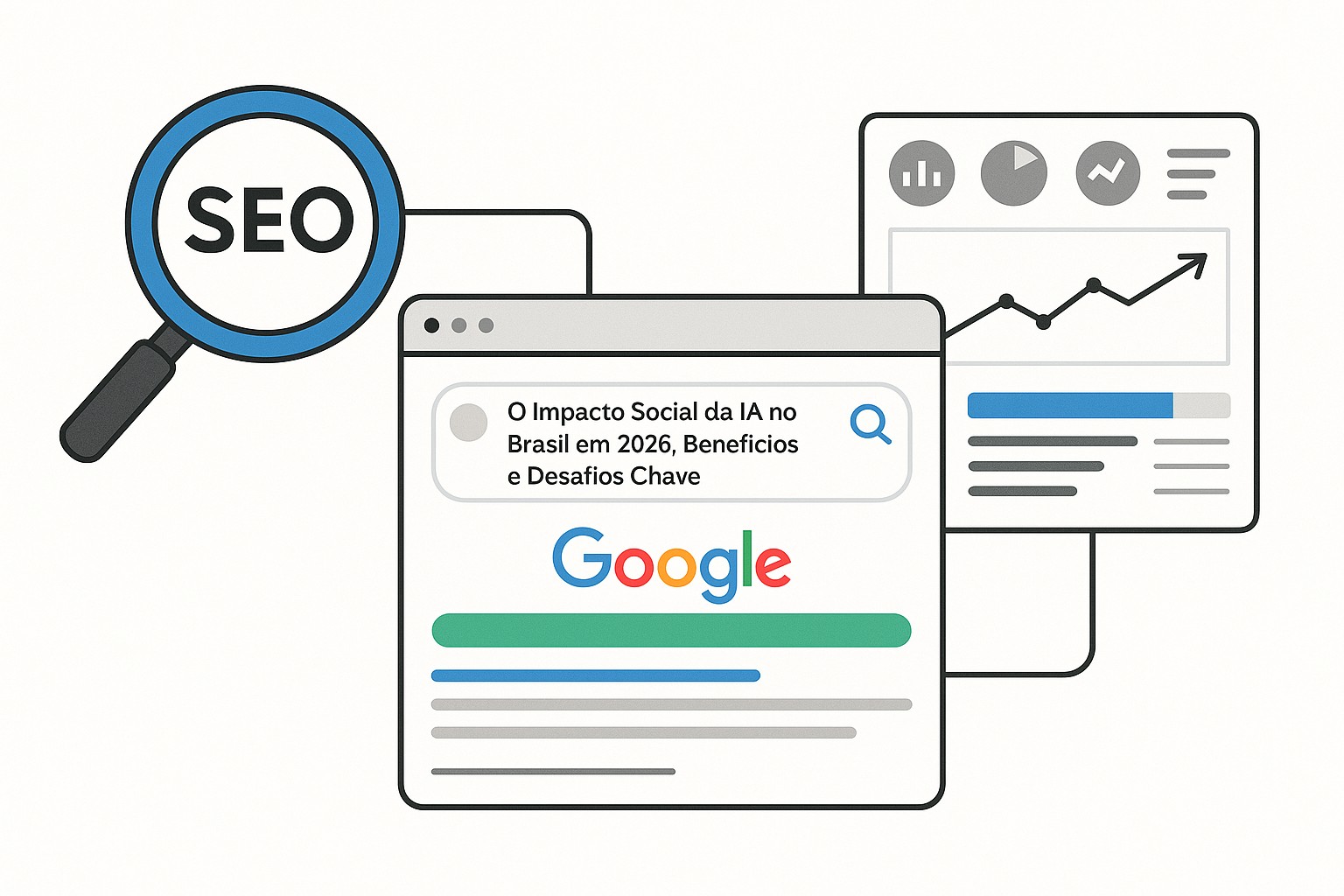 Diagrama do impacto social da IA no Brasil 2026: desigualdade digital, inclusão tecnológica e transformação