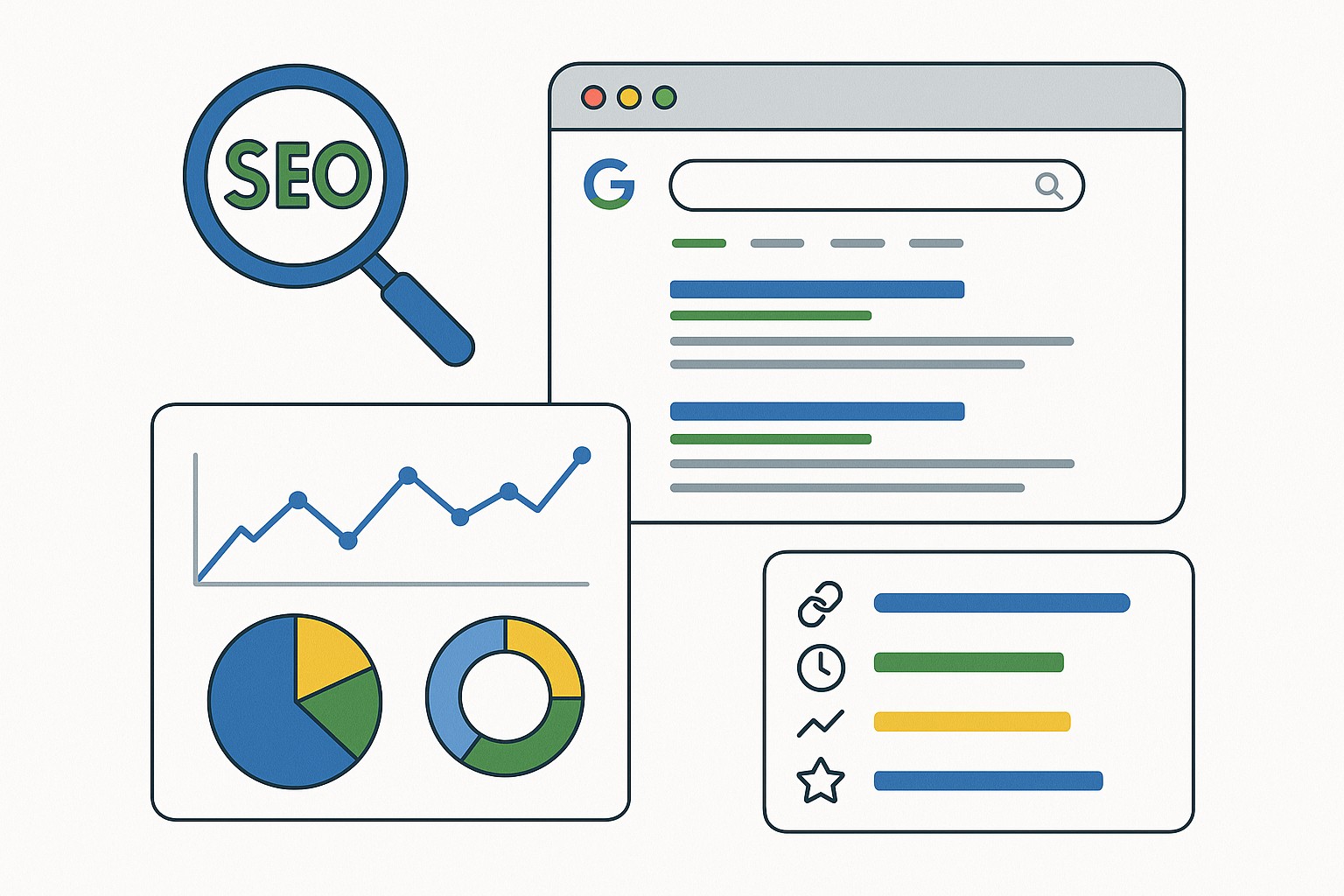 Tabela de cursos SEO em português: plataformas, instrutores, materiais incluídos e reconhecimento profissional
