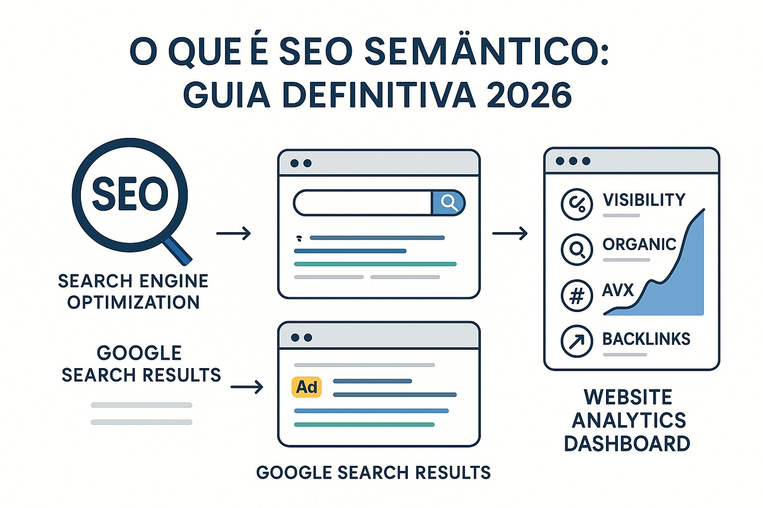 Diagrama de SEO semântico: entidades, relações conceituais e compreensão do significado pelo Google