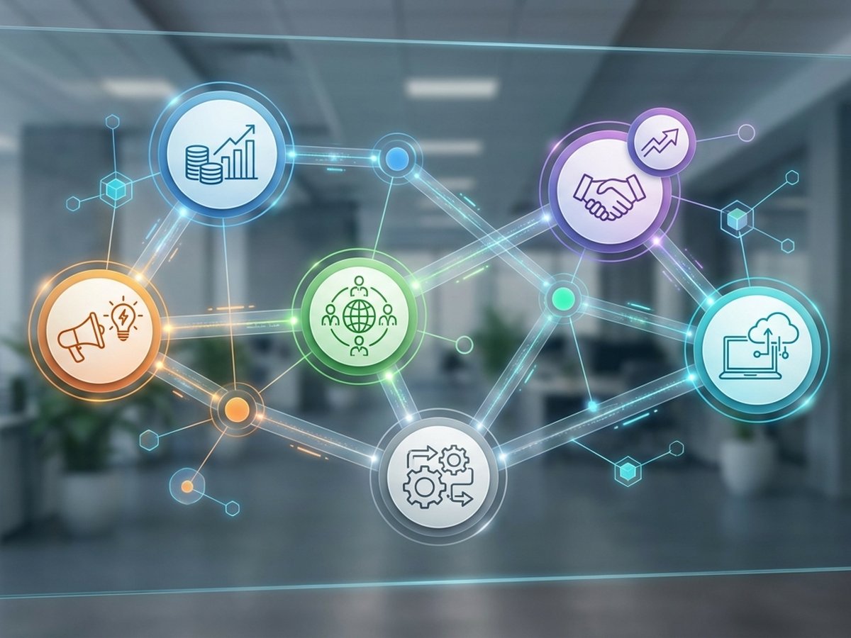 Áreas e departamentos de uma empresa conectados