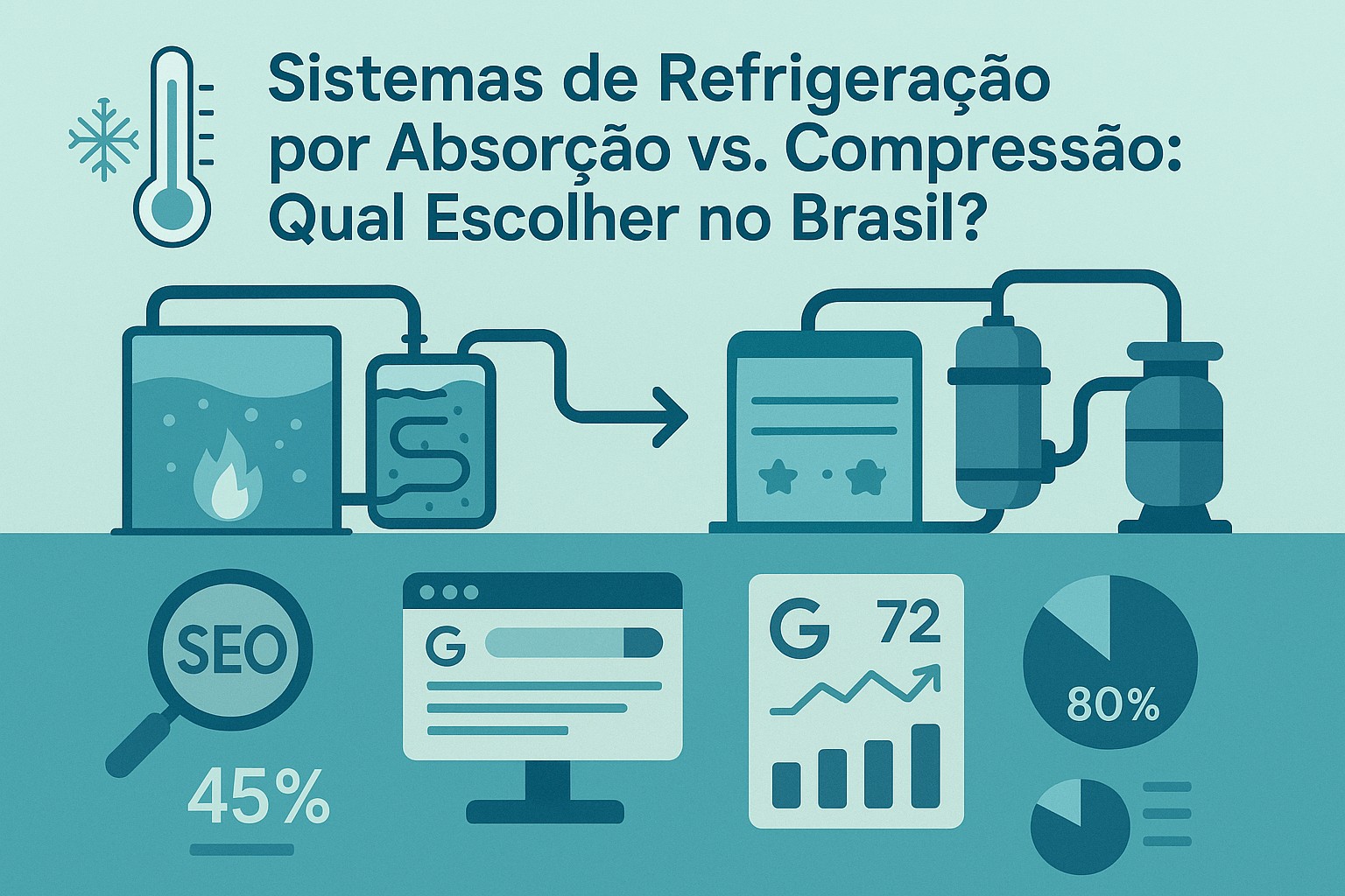 Infografía: conceitos chave de Sistemas de Refrigeração por Absorção vs. Compressão: Qual Escolher no Brasil?