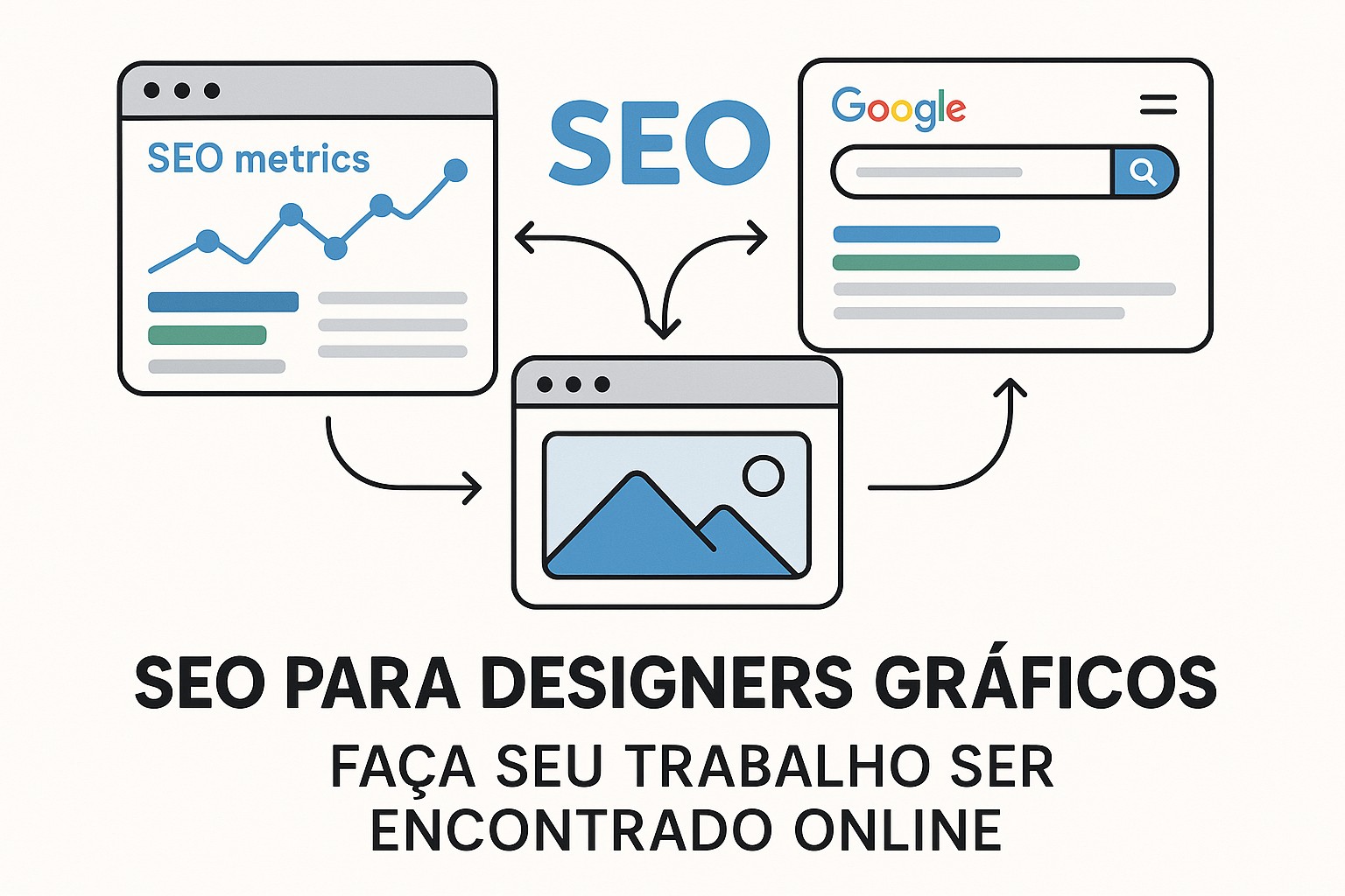 Diagrama sobre seo designers graficos trabalho encontrado