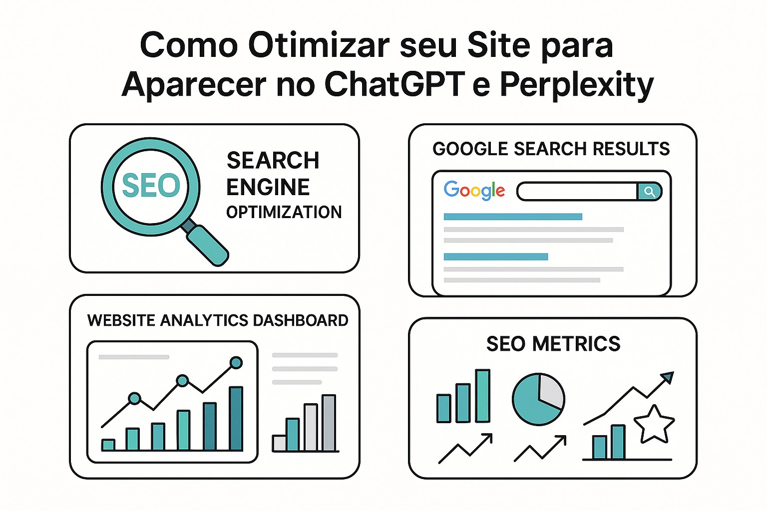 Diagrama de optimización para ChatGPT y Perplexity: estructura de contenido, citaciones y señales de autoridad